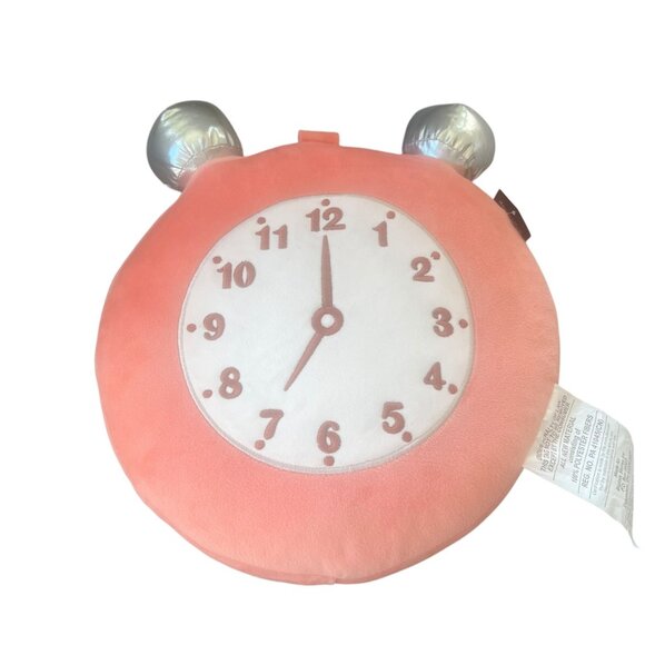 Clock Decorative Pillow 12" X 12" Alarm Clock Plush Stuffed Toy NEW NWT Pink - Picture 4 of 10